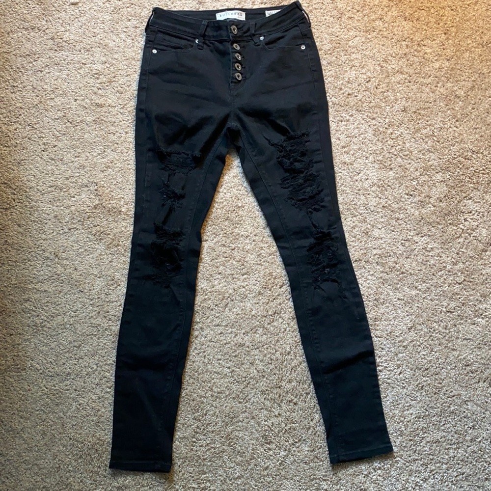 Bullhead distressed high waist black jeans